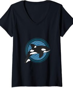 Womens Cute Orca - I Love Orca V-Neck T-Shirt