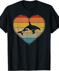 Retro Love Killer Whale Orca Vintage Novelty Graphic T-Shirt