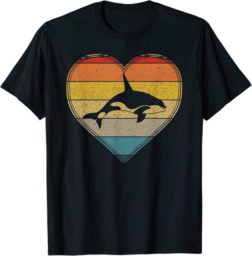 Retro Love Killer Whale Orca Vintage Novelty Graphic T-Shirt